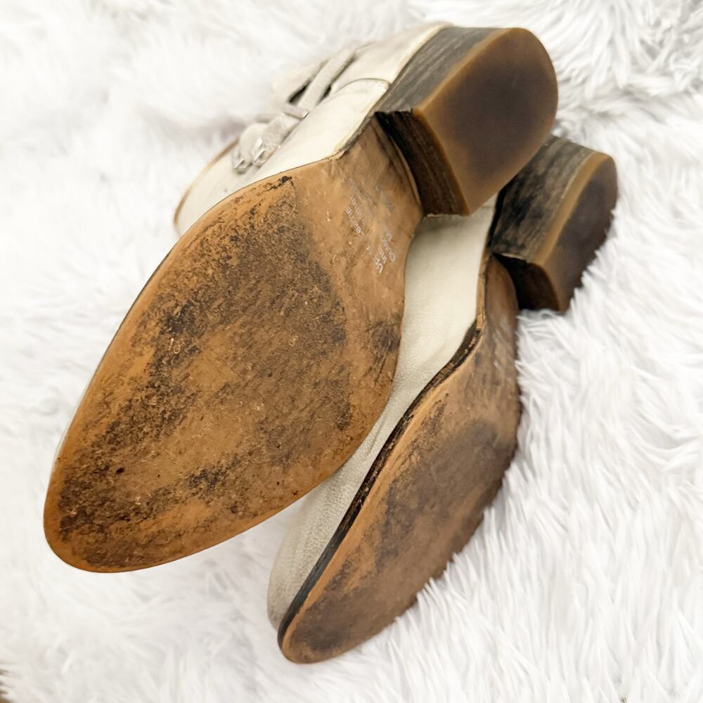 REBELS | Boho Booties Beige Distressed Look Ankle Boots Dual Buckles | Size 8 - Picture 6 of 8